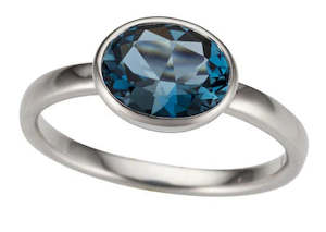 9k White Gold 17.00ct London Blue Topaz Ring