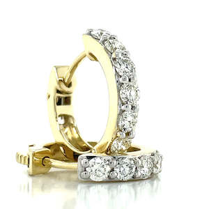 9k Yellow Gold 1ct Diamond Hoop Earrings