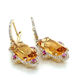 9k Yellow Gold Octagonal Citrine, Pink Sapphire & Diamond Huggie Earrings