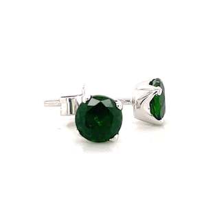 9K White Gold Chrome Diopside Stud Earrings