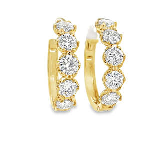 18k Yellow Gold 3ct Diamonds Huggie Earrings