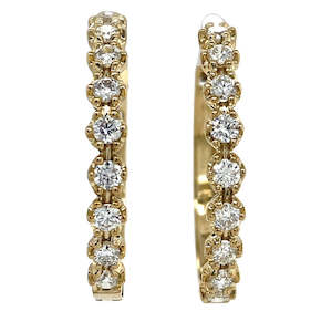 9k Yellow Gold 1ct Diamond Hoop Earrings