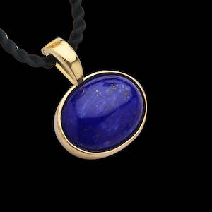 Watch: 9K Yellow Gold Oval Lapis Lazuli Enhancer Pendant