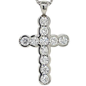 Platinum 2.43ct Diamond Cross Pendant