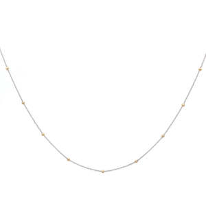 9k White Gold Trace Chain w Yellow Gold Balls