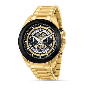 Watch: Maserati Traguardo Chronograph Black & Yellow Gold