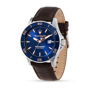 Maserati Competizione Blue Dial Brown Strap