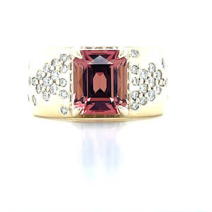 'Emilia' 9k Yellow Gold 2.62ct Peach Tourmaline & Diamonds Ring