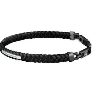 MASERATI BRACELET BLK RECY. LEATHER 22.5CM