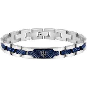 MASERATI JEWELS BRACELET STAINLESS STEEL / DARK GUNMETAL / BLUE