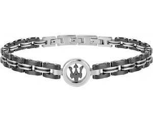 Watch: Maserati Bracelet Black Ceramic with Silver Logo