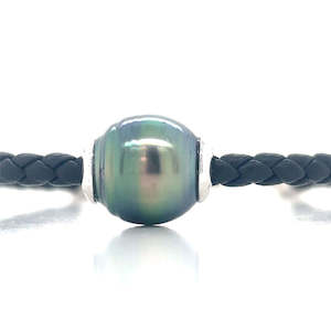 Autore Stg Silver & Leather 10mm Tahitian Pearl Bracelet