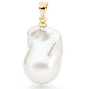 9K Yellow Gold Baroque FW Pearl 13mm Pendant