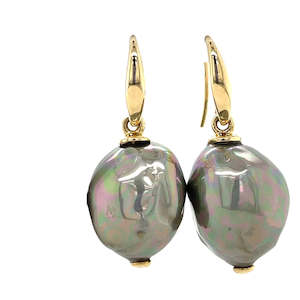 Watch: 9K Yellow Gold Baroque FW Mashori Pearl Earrings