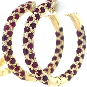 Watch: 9k Yellow Gold 4.75ct Ruby Hoop Earrings