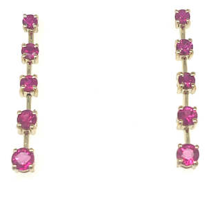 9k Yellow Gold Rubies Drop Earrings