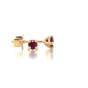 9K Yellow Gold 3mm Ruby Stud Earrings