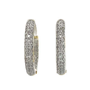 9k Yellow Gold 1.03ct Diamond Hoop Earrings