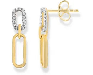 Watch: 9k Yellow Gold Diamond Drop Earrings