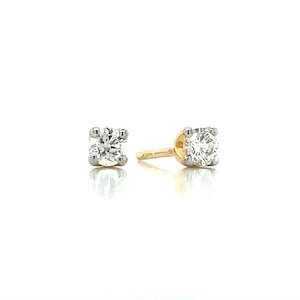 9k Yellow Gold 2=0.25ct Diamond Stud Earrings