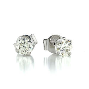 Watch: 9k White Gold 2=0.68ct Diamond Stud Earrings