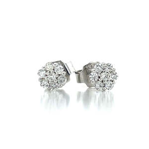 9k White Gold 0.25ct Diamond Cluster Stud Earrings