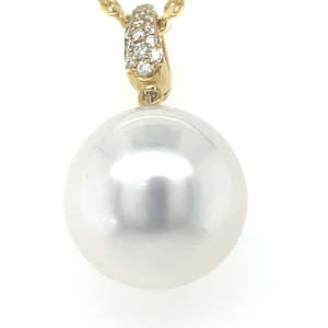 Autore 18k Yellow Gold South Sea Pearl & Diamonds Enhancer Pendant