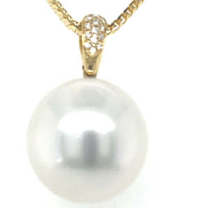 Autore 18k Yellow Gold South Sea Pearl & Diamonds Enhancer Pendant