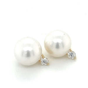 Autore18k Yellow Gold Pearl & Diamond Earrings