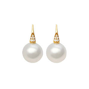 Autore 18k Yellow Gold SS Pearls & Diamonds Earrings