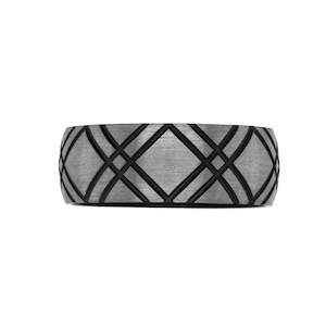 Zirconium Criss Cross Pattern Ring