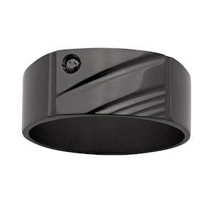 Black Zirconium w Black Diamond Ring