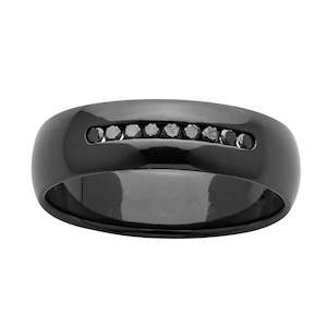 Black Zirconium & Diamonds Band Ring