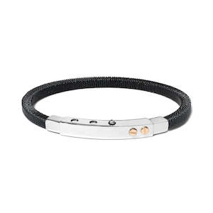 Borsari Gioielli Alante St/Stl Black PVD Bracelet w 18K Gold Screws