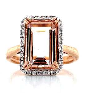 9k Rose Gold 4.02ct Morganite & Diamonds Cluster Ring