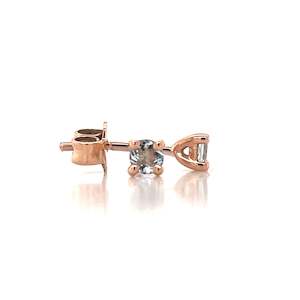 9K Rose Gold 3mm Aquamarine Stud Earrings