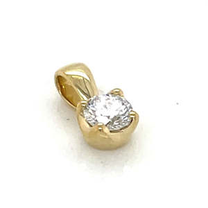 Jewellery: 9K Yellow Gold 0.42ct Lab Grown Solitaire Diamond Pendant