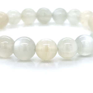 White Quartz Bead Stretch Bracelet