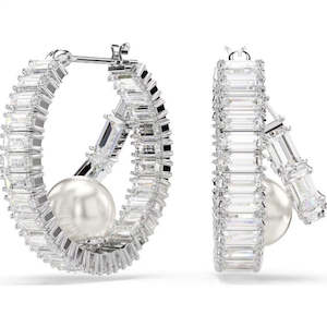 Swarovski Capsule:pe Prl Hoop Whi/rhs