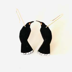 Huia bird - Rimu earrings