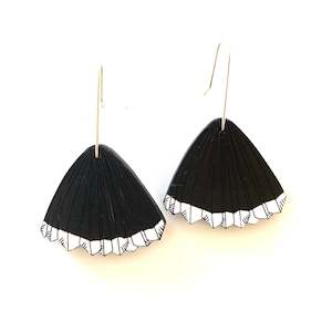 Huia tail feather earrings