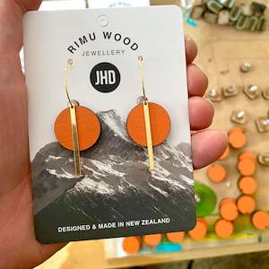 Orange Circle Bar earrings