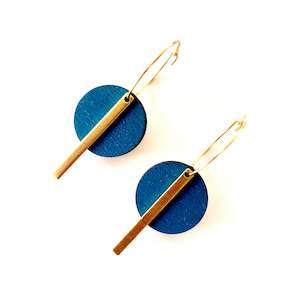 :Navy or Black Circle Bar earrings