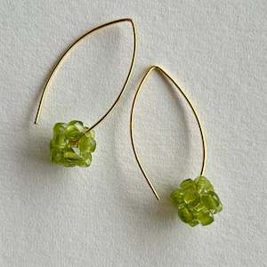 Gold Peridot Cluster Earrings