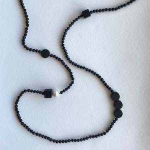 Jewellery: Onyx and Freshwater Pearl Graphic Necklace