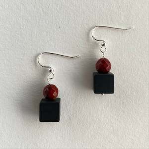 Onyx Cube Earrings - Faceted Mookaite