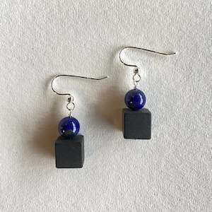 Onyx Cube Earrings - Lapis