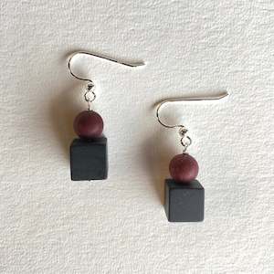 Onyx Cube Earrings - Mookaite