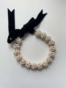 Pearl Lace Ball Velvet Ribbon Necklace