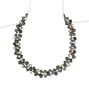 Pyrite and Matt Onyx Cube Necklace